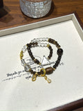 Clear Quartz, Smoky Quartz & Agarwood Multi-Wrap – natural crystal bracelet by JINGLUNA