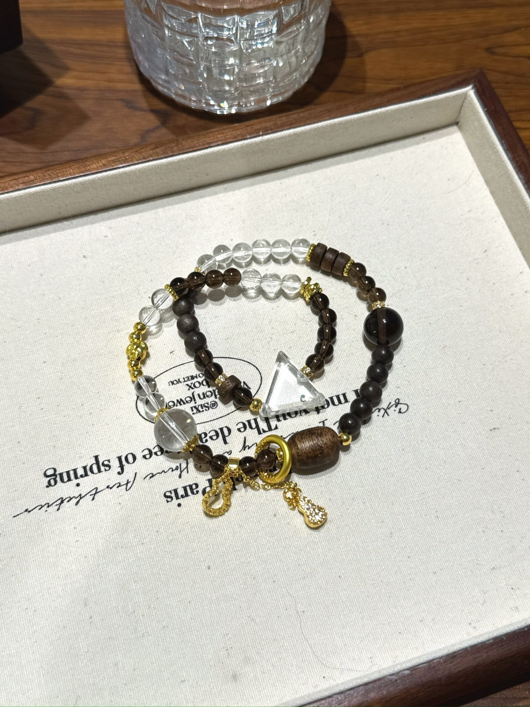 Clear Quartz, Smoky Quartz & Agarwood Multi-Wrap – natural crystal bracelet by JINGLUNA