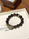 Gold Sheen Obsidian Pixiu & Tiger's Eye Bracelet · Black Gold Guardian