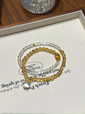 Citrine Quartz & Clear Quartz Multi-Wrap with Star – natural crystal bracelet by JINGLUNA
