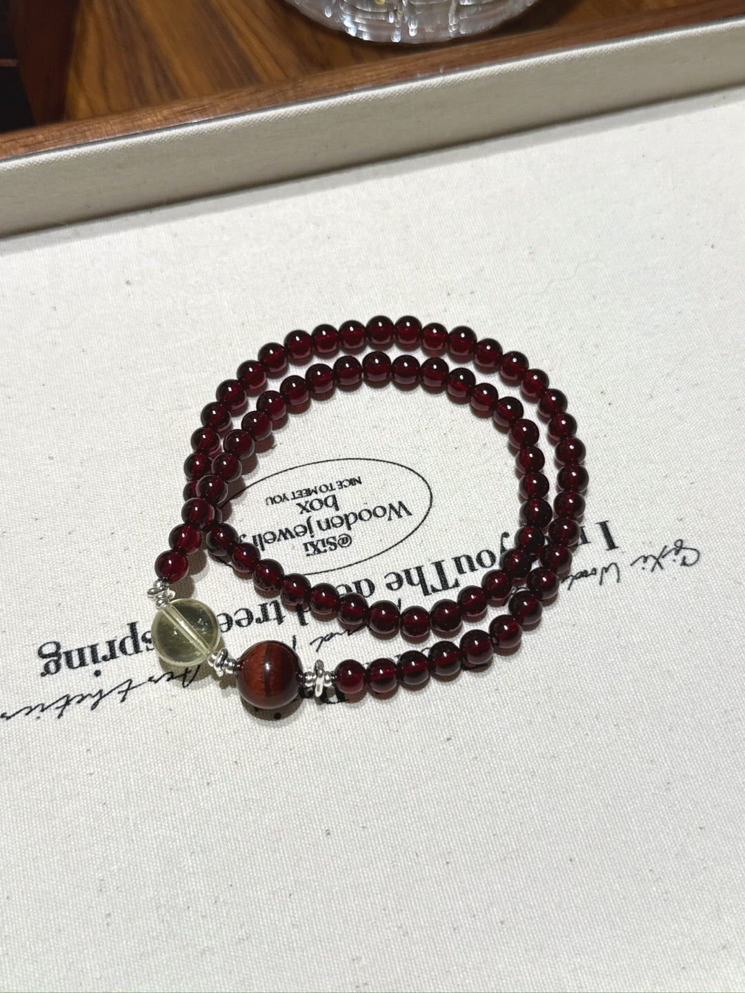 Garnet Double Wrap with Citrine & Red Tiger's Eye – natural crystal bracelet by JINGLUNA
