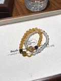 Citrine Quartz & Clear Quartz Double Wrap – natural crystal bracelet by JINGLUNA