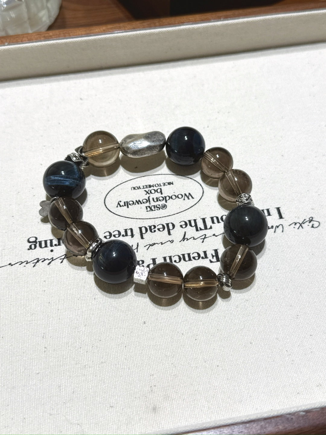Blue Tiger's Eye & Smoky Quartz Bracelet · Iced Coffee
