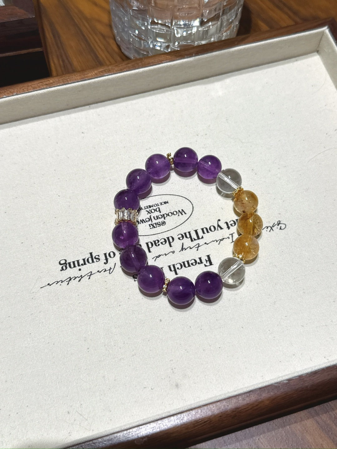 Amethyst, Citrine Quartz & Clear Quartz Bracelet · Day & Night