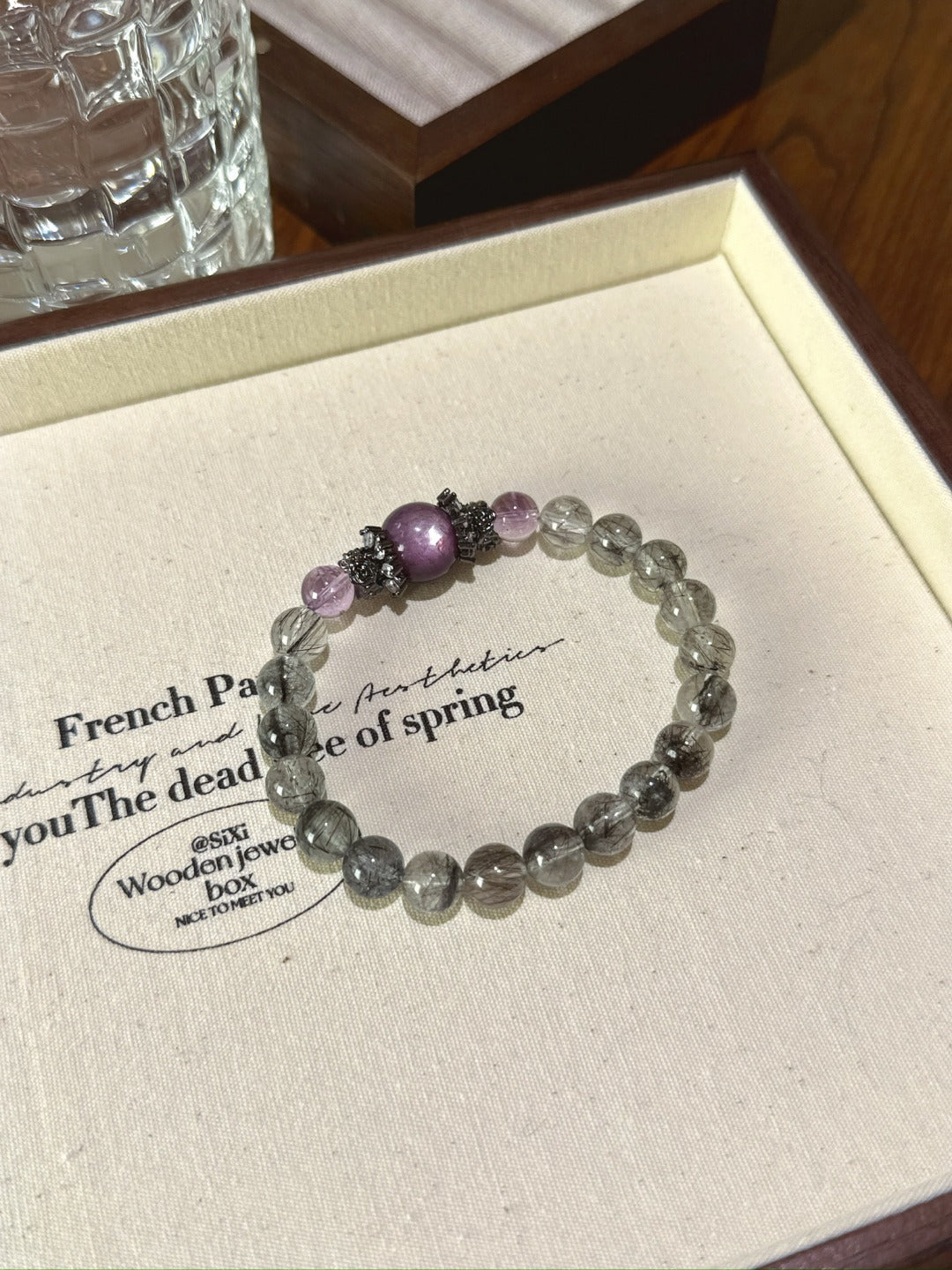 Black Rutile, Lepidolite & Amethyst Bracelet · Night Stars