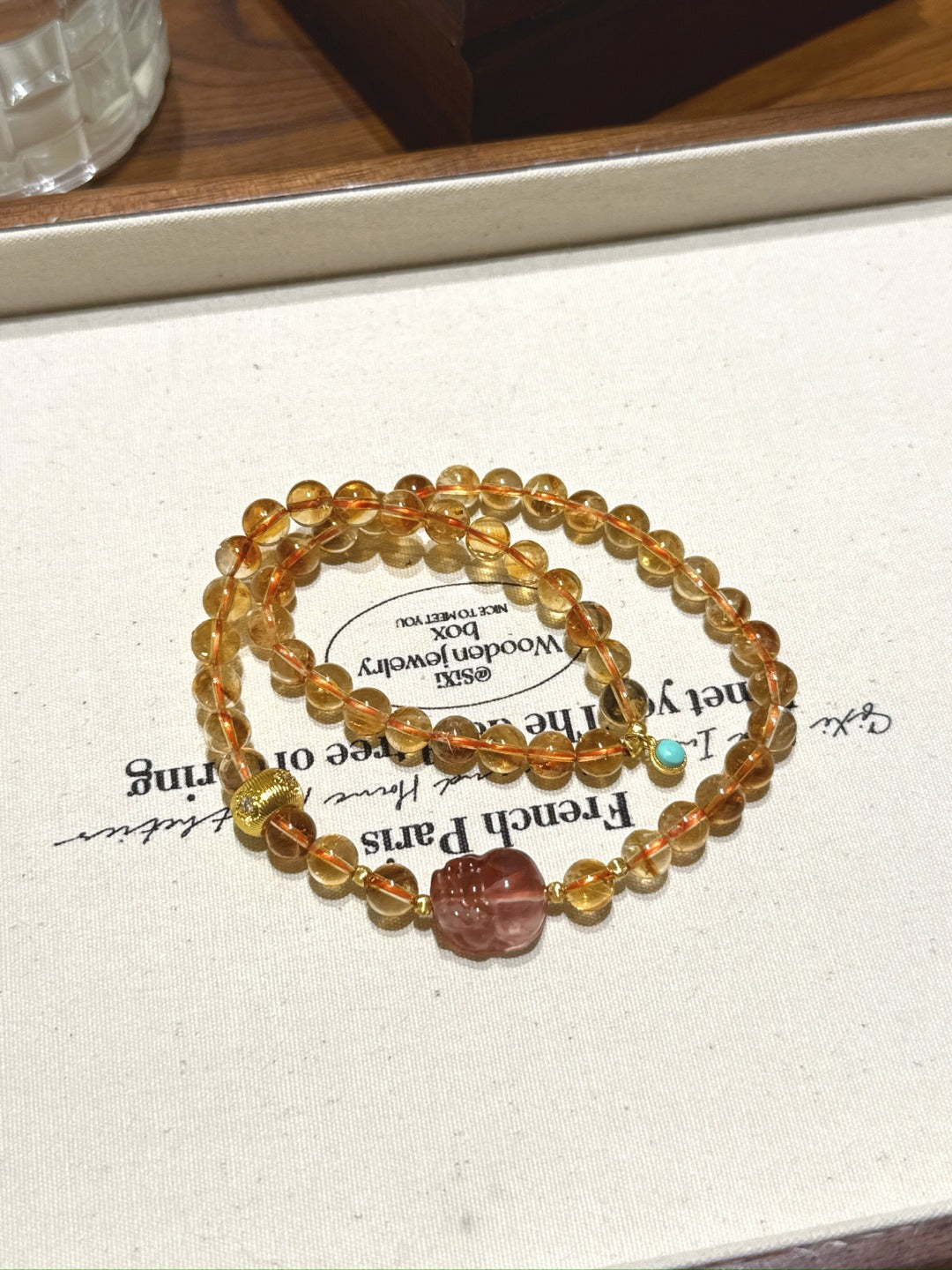 Citrine Quartz Multi-Wrap with Hematoid Pixiu – natural crystal bracelet by JINGLUNA