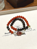 Nanhong Agate & Silver Obsidian Pixiu Bracelet – natural crystal bracelet by JINGLUNA