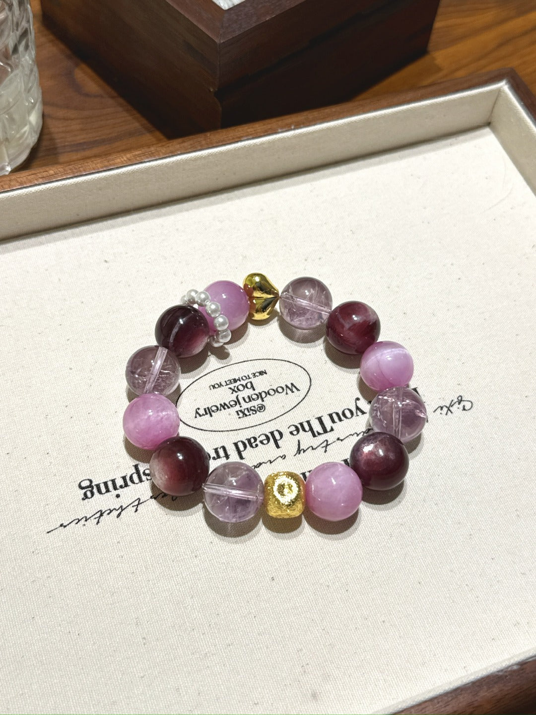 Kunzite, Lepidolite & Lavender Amethyst Bracelet · Velvet Jewel Box