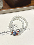 Blue Moonstone, Kyanite & Red Agate Double Wrap – natural crystal bracelet by JINGLUNA