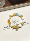 Aquamarine, Golden Hematoid & Snowflake Phantom Bracelet – natural crystal bracelet by JINGLUNA