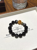 Silver Sheen Obsidian & Hematoid Quartz Bracelet · Moon & Flame