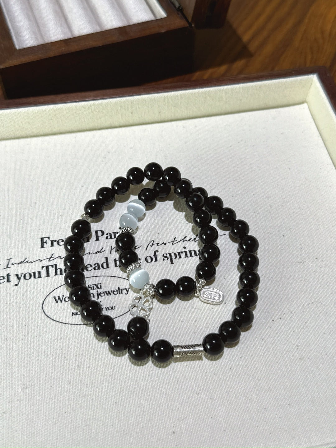 Obsidian & Selenite Bracelet · Night Light