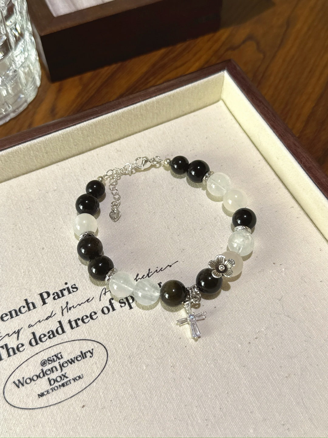Gold Sheen Obsidian & Blue Moonstone Bracelet · Night & Day