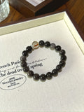 Silver Sheen Obsidian & Black-Gold Super Seven Bracelet · Gold Line