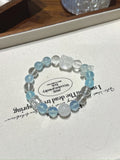 Aquamarine, White Phantom & Crystal Lion Bracelet · Sea Salt Guardian