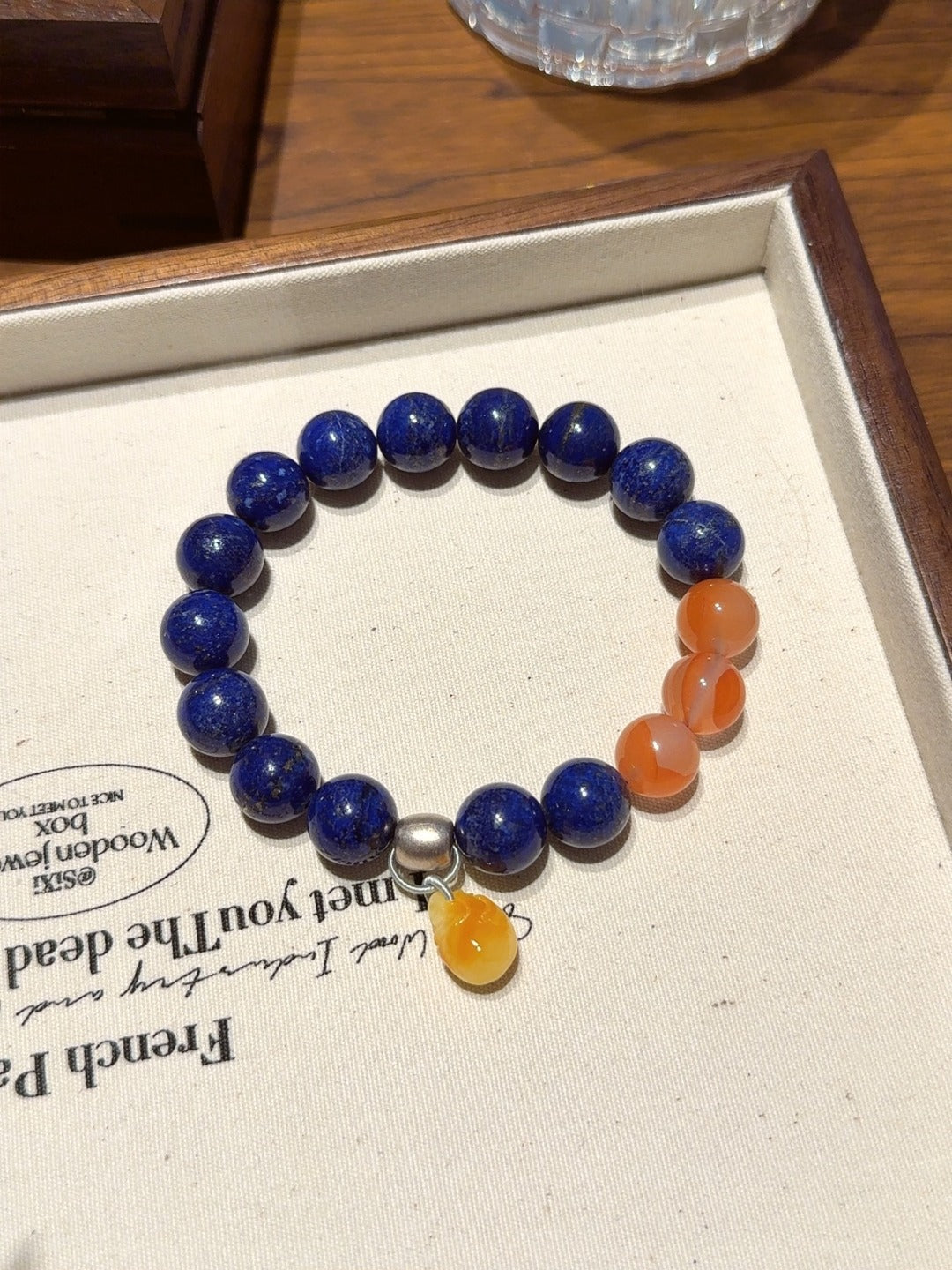 Lapis Lazuli, Nanhong Agate & Amber Bracelet · Night Study