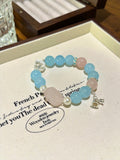 Blue Chalcedony & Rose Quartz Freeform Bracelet · Lake & Peach