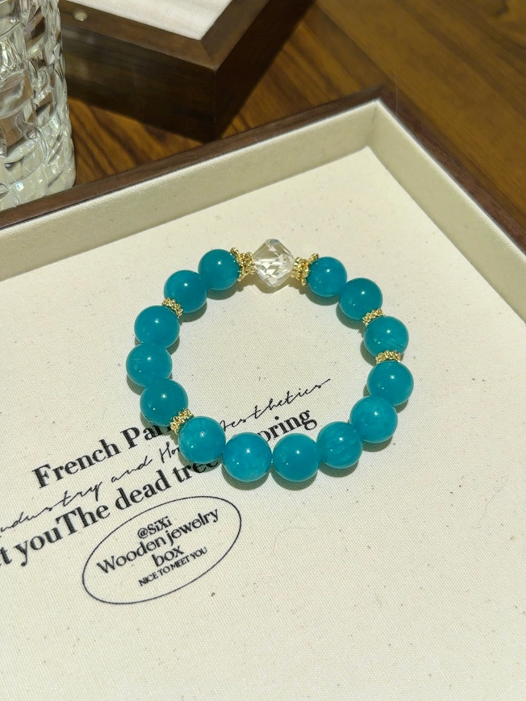 Amazonite & Clear Quartz Cube Bracelet · Lagoon