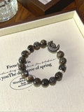 Golden Elestial & Obsidian Moon Rabbit Bracelet