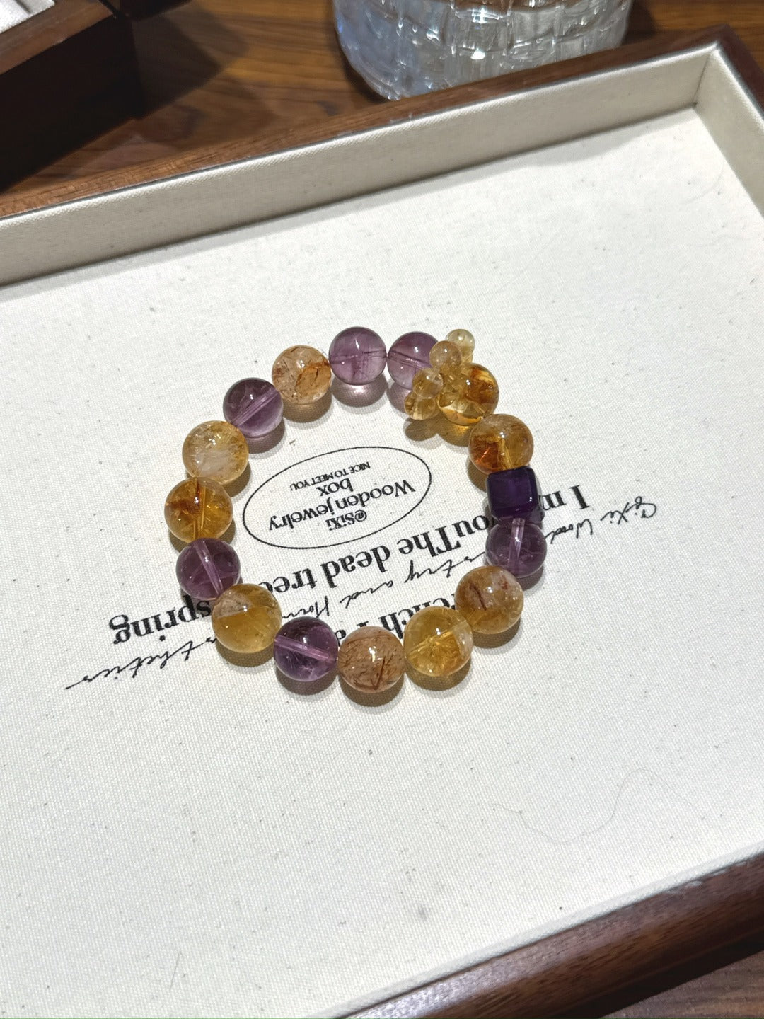 Citrine Quartz & Amethyst Bracelet – natural crystal bracelet by JINGLUNA