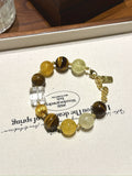 Tiger's Eye, Yellow Fluorite & Lemon Quartz Bracelet – natural crystal bracelet by JINGLUNA