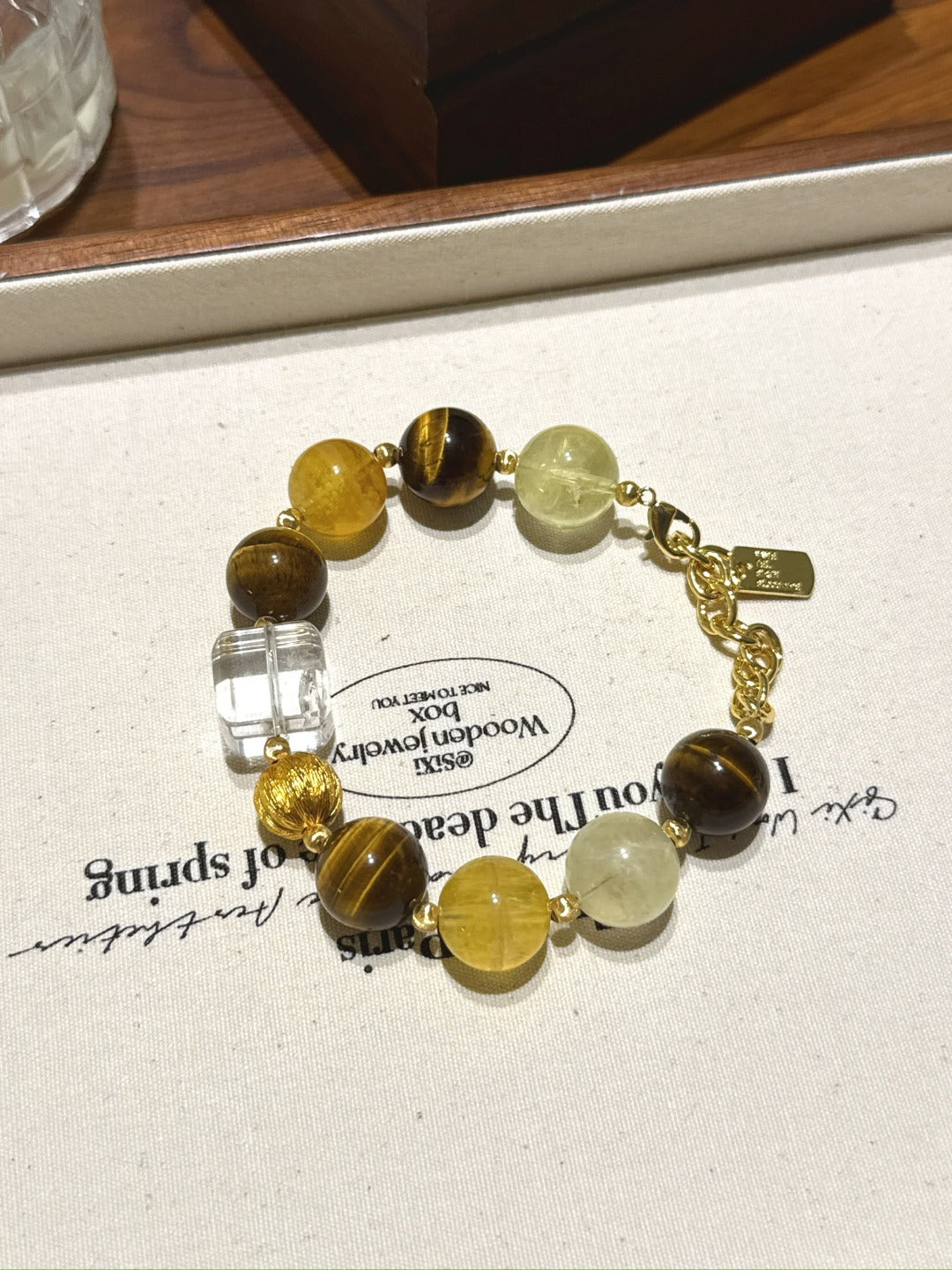 Tiger's Eye, Yellow Fluorite & Lemon Quartz Bracelet – natural crystal bracelet by JINGLUNA