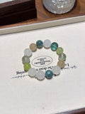Milky Quartz, Rutile & Green Fluorite Bracelet – natural crystal bracelet by JINGLUNA