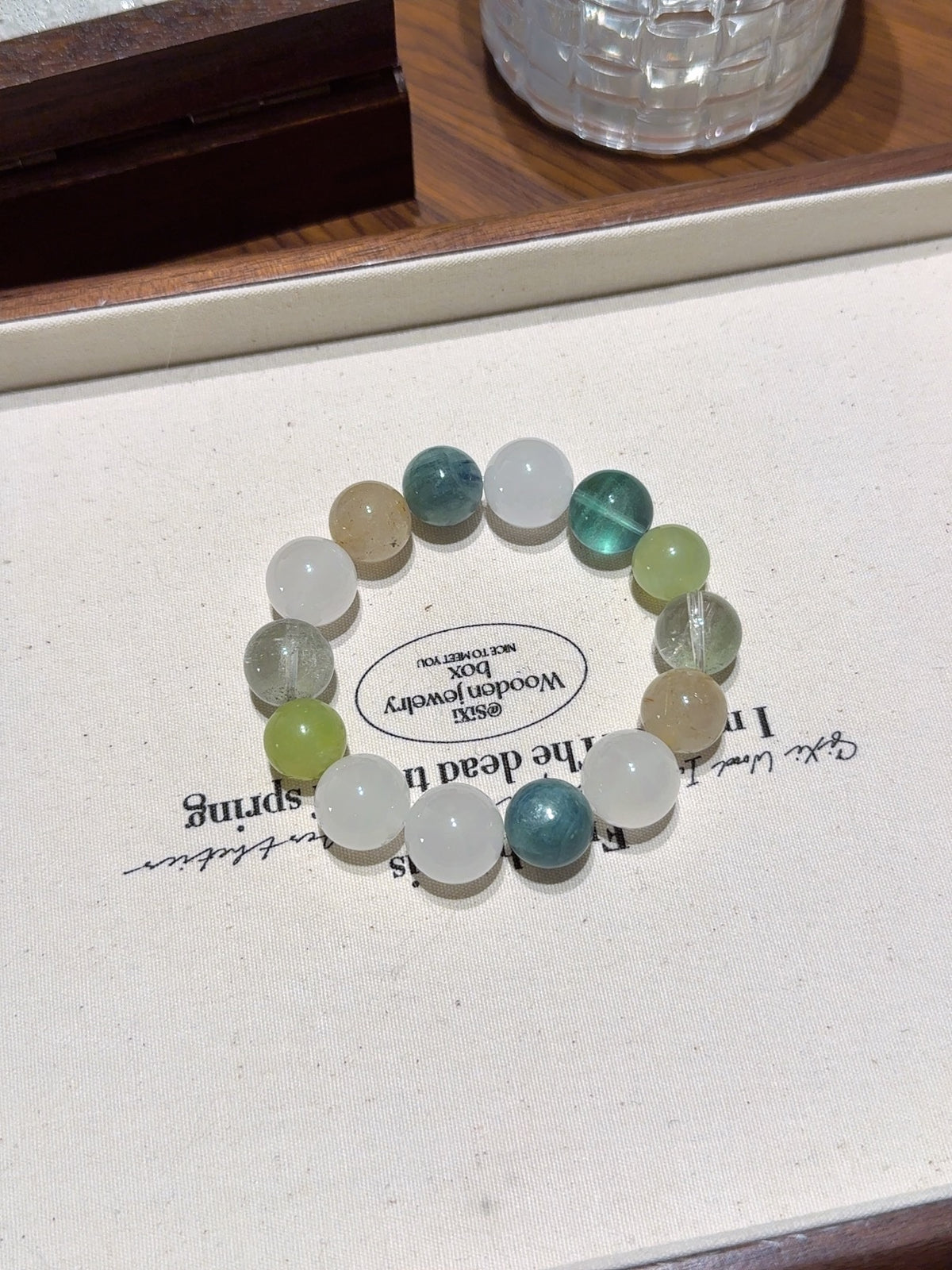 Milky Quartz, Rutile & Green Fluorite Bracelet – natural crystal bracelet by JINGLUNA