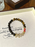 Tiger's Eye, Silver Obsidian & Rhodonite Bracelet – natural crystal bracelet by JINGLUNA