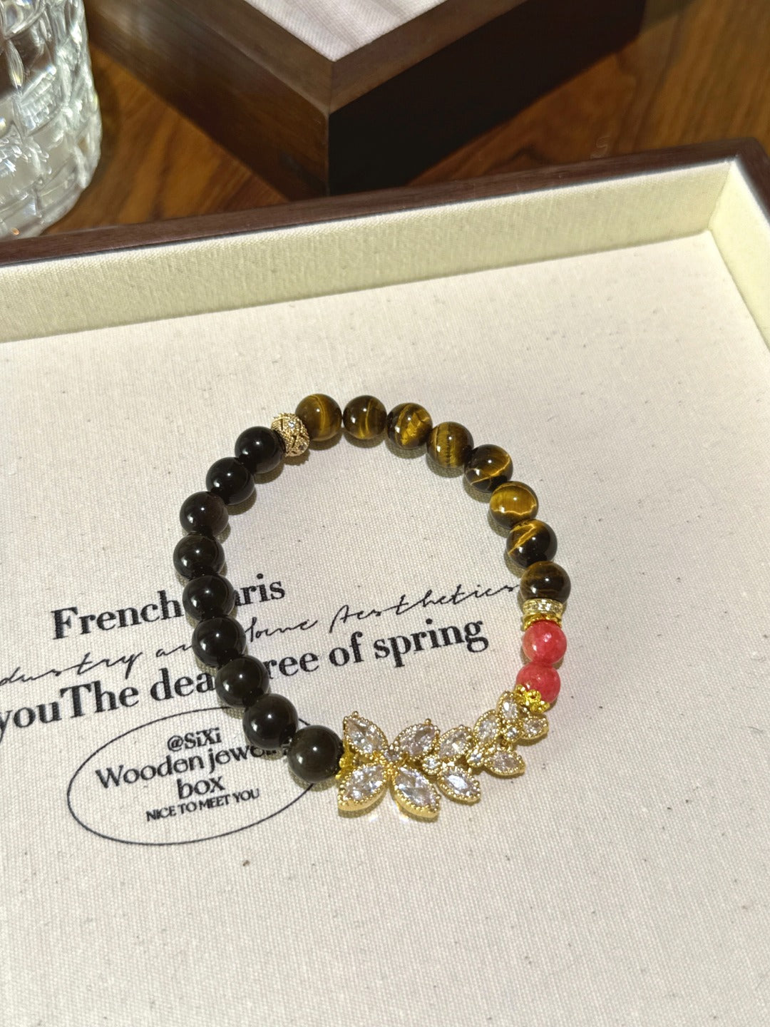 Tiger's Eye, Silver Obsidian & Rhodonite Bracelet – natural crystal bracelet by JINGLUNA