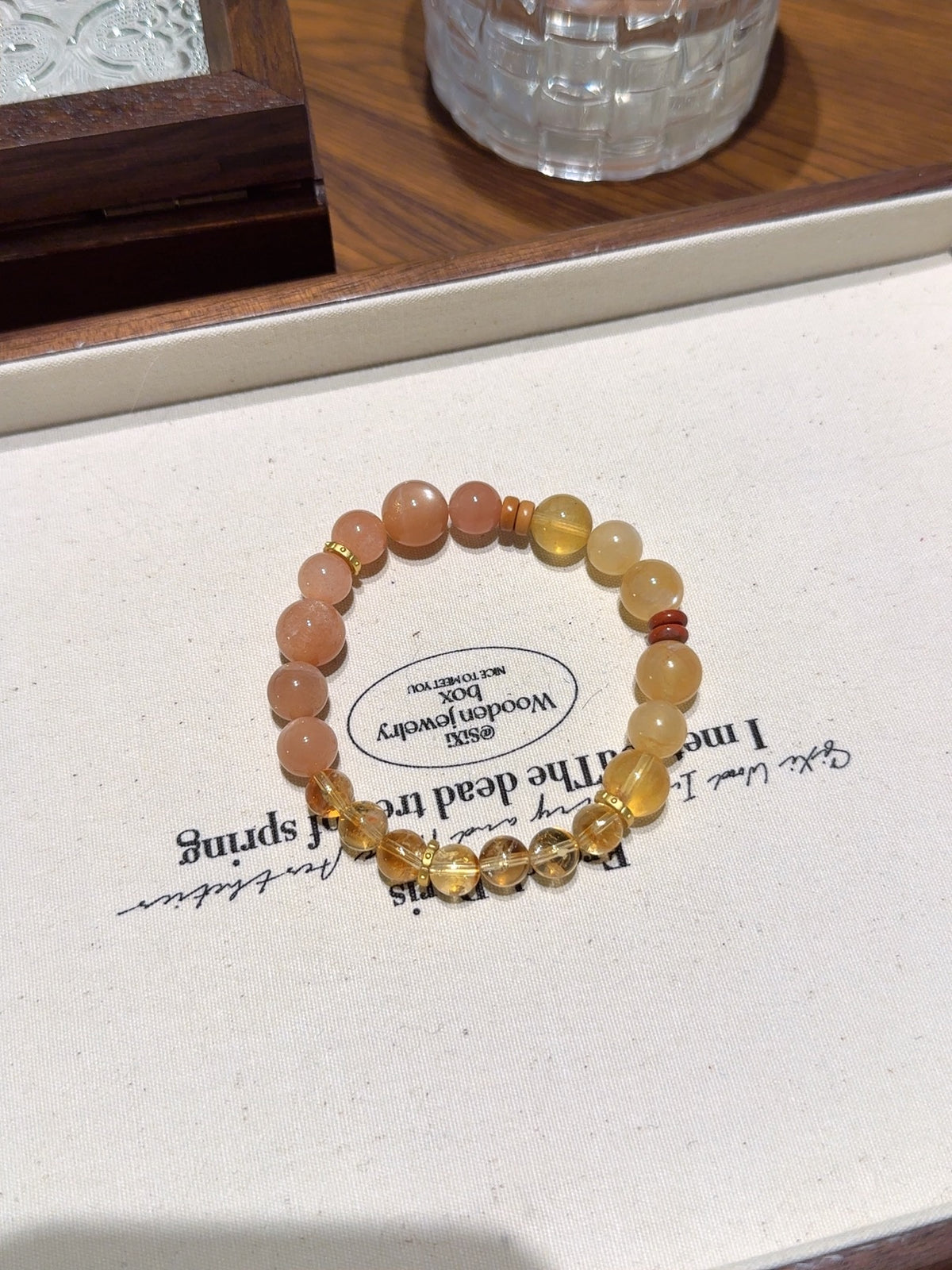 Andesine, Sunstone & Citrine Quartz Bracelet – natural crystal bracelet by JINGLUNA