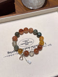 Hematoid Quartz & Green Phantom Bracelet – natural crystal bracelet by JINGLUNA
