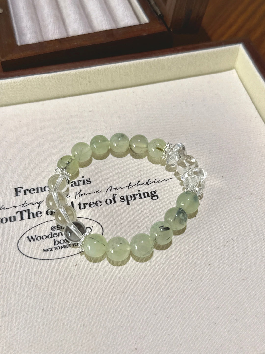 Prehnite & Clear Quartz Bracelet · Spring Breeze