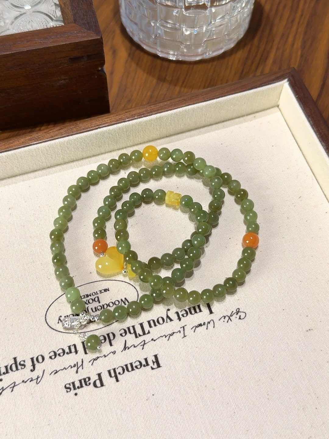 Green Jasper, Amber & Nanhong Agate Multi-Wrap · Mountain Path