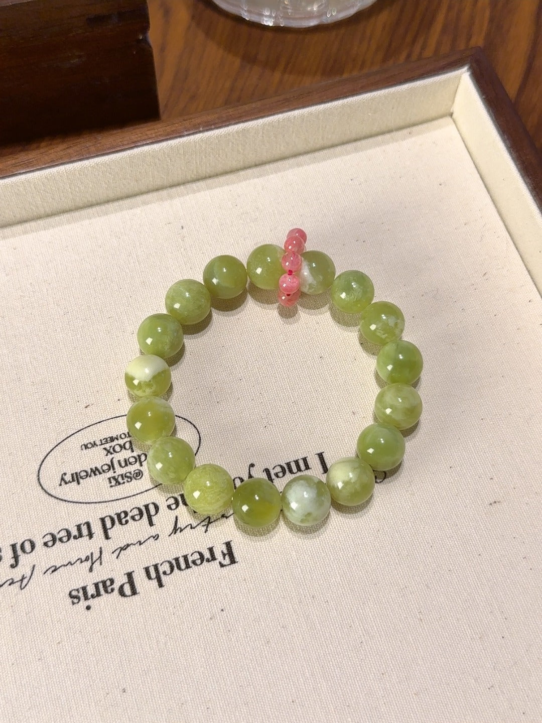 Xiuyan Jade & Rhodonite Ring Bracelet · Soft Balance