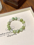 Xiuyan Jade, White Phantom & Clear Quartz Cube Bracelet · Spring Water