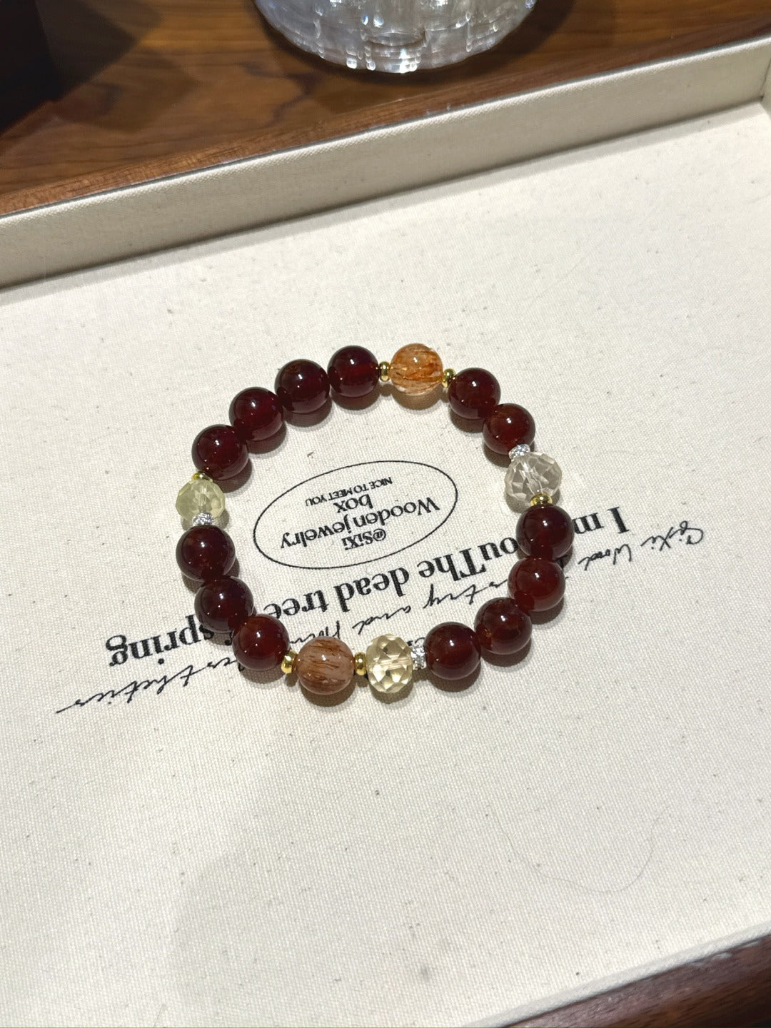 Garnet & Black-Gold Super Seven Bracelet – natural crystal bracelet by JINGLUNA