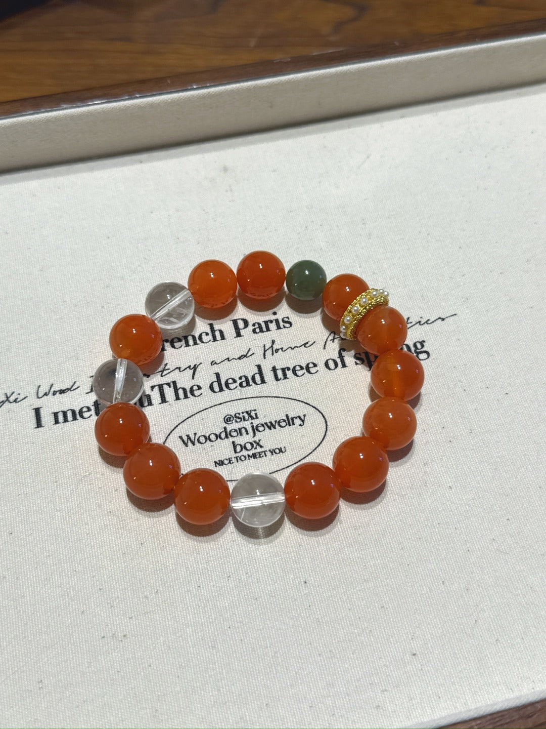 Red Agate, Jasper & Clear Quartz Bracelet – natural crystal bracelet by JINGLUNA