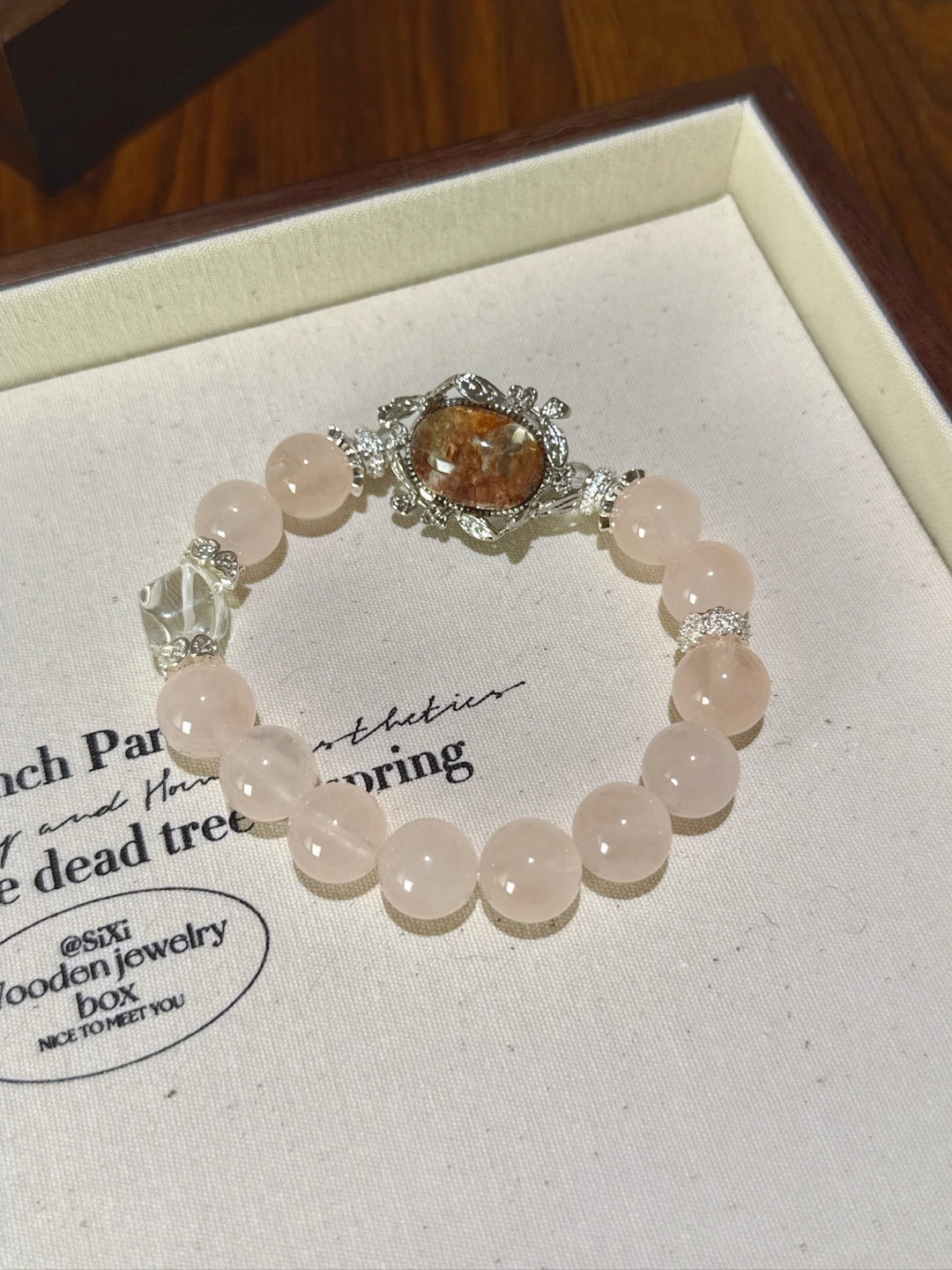 Rose Quartz Phantom Cube Bracelet
