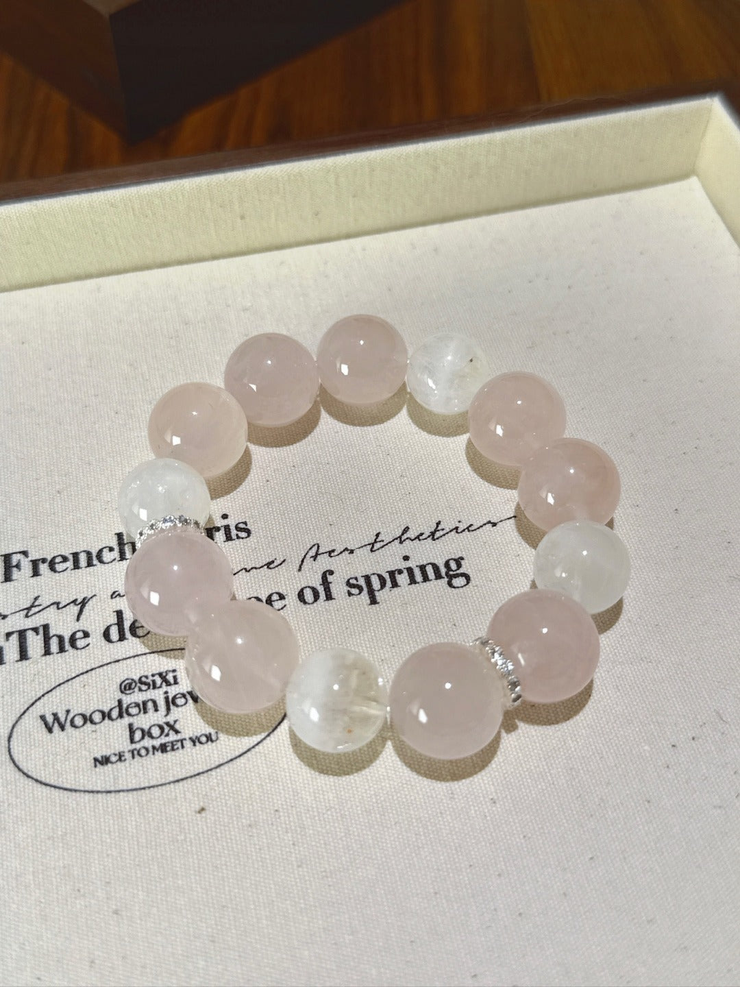 Rose Quartz & White Phantom Bracelet · Misty Rose
