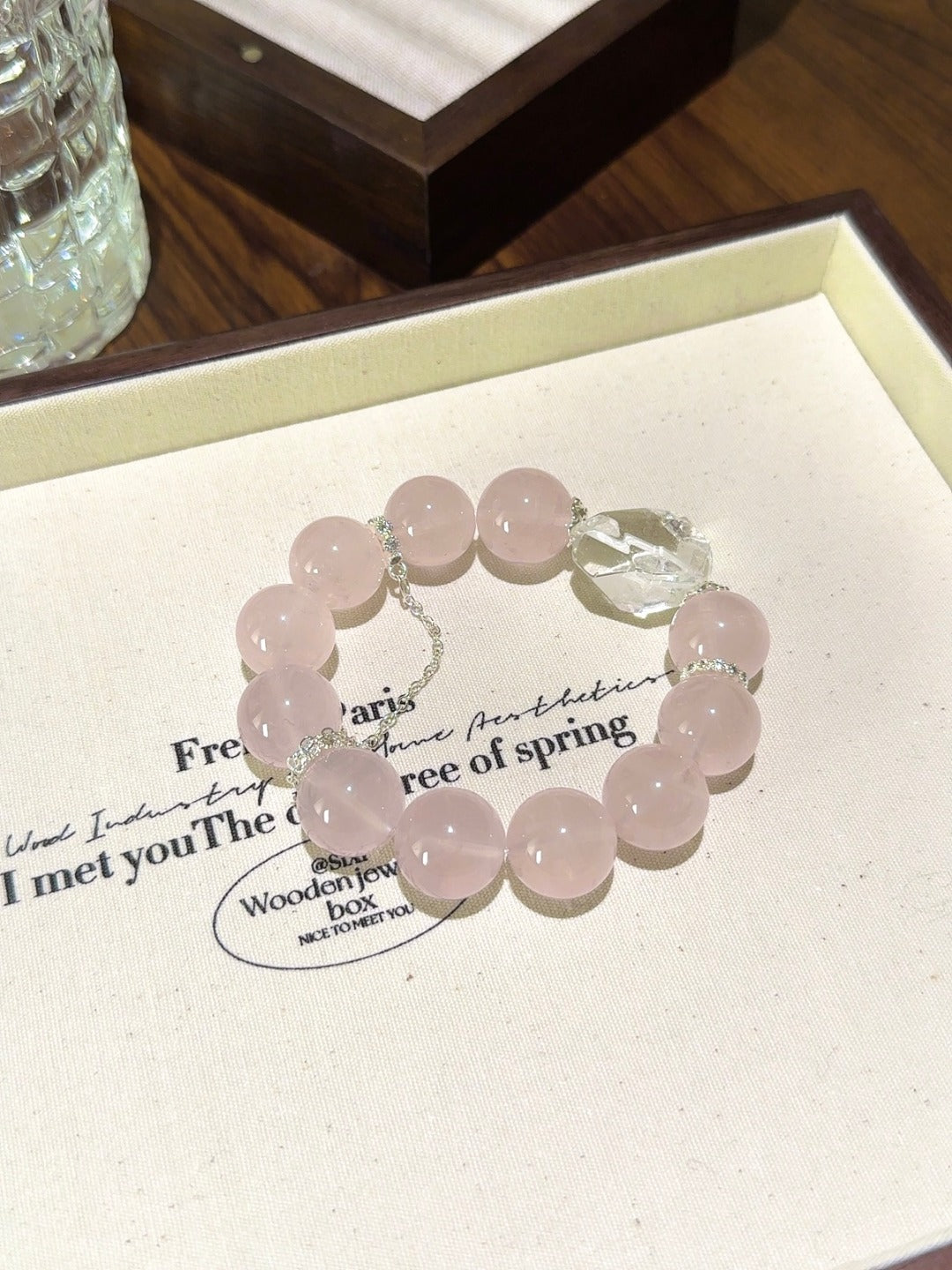 Rose Quartz & Clear Quartz Freeform Bracelet · Dreamy Light