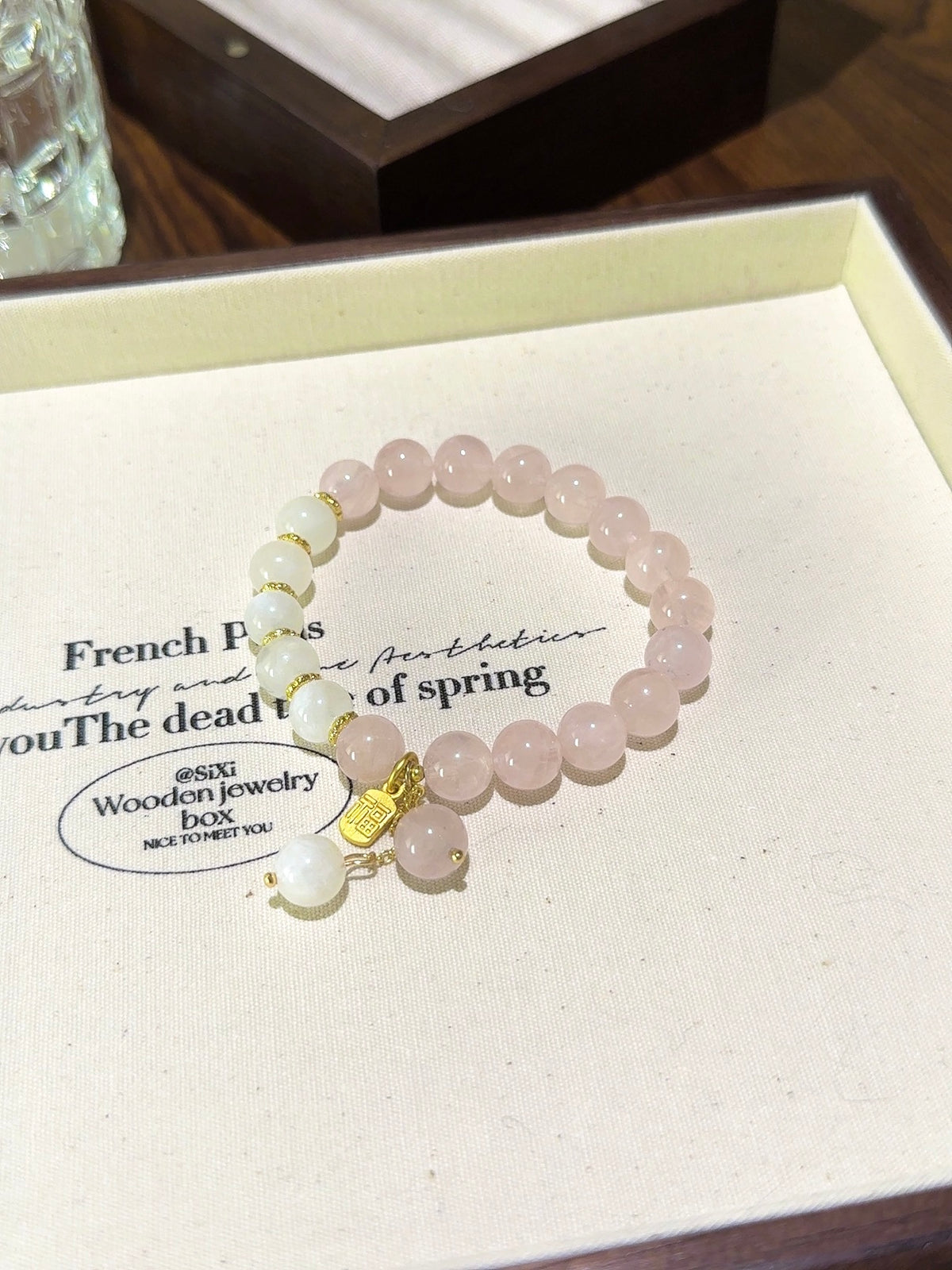 Rose Quartz & Blue Moonstone Bracelet · Summer Dusk