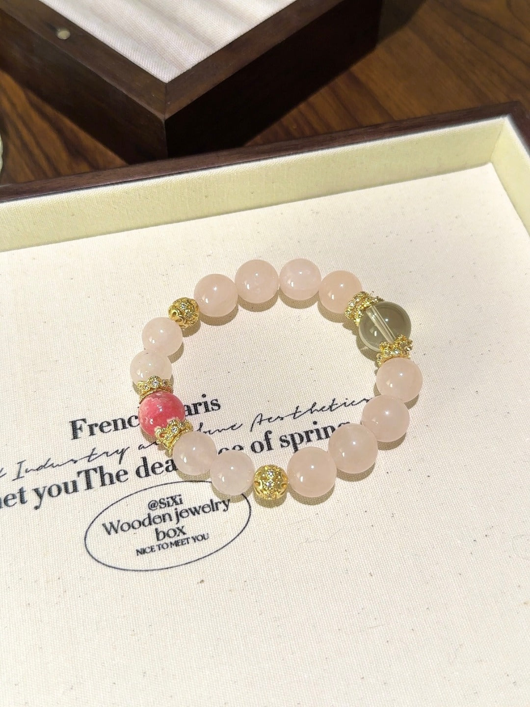 Rose Quartz & Rhodochrosite Bracelet · Warm Glow