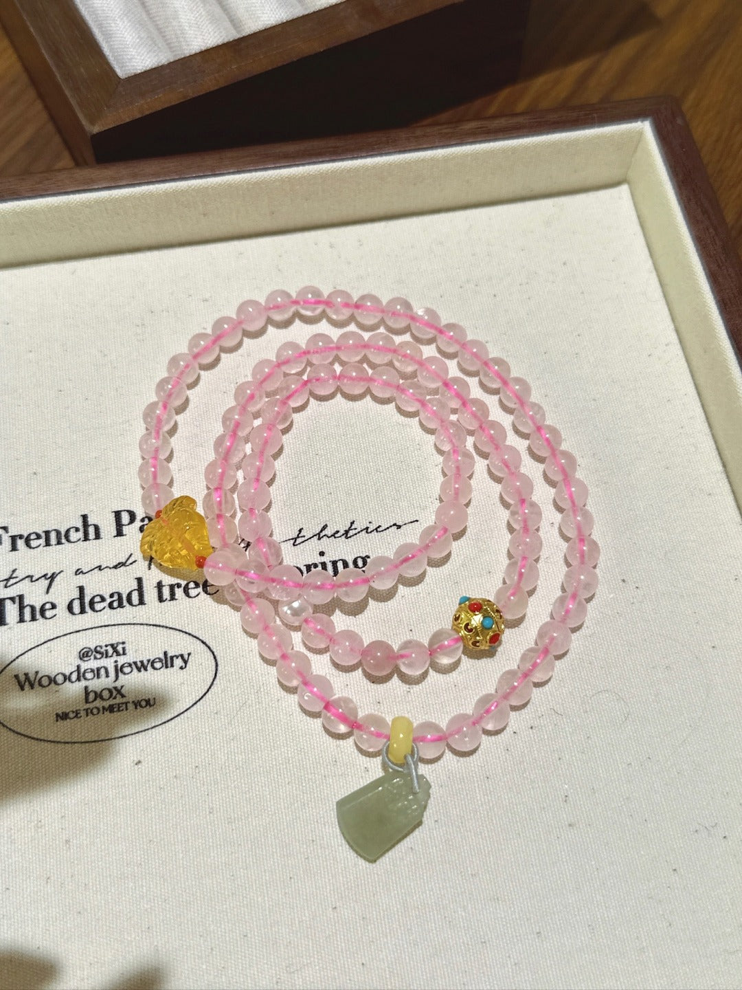 Rose Quartz, Amber & Hetian Jade Multi-Wrap · Blessings