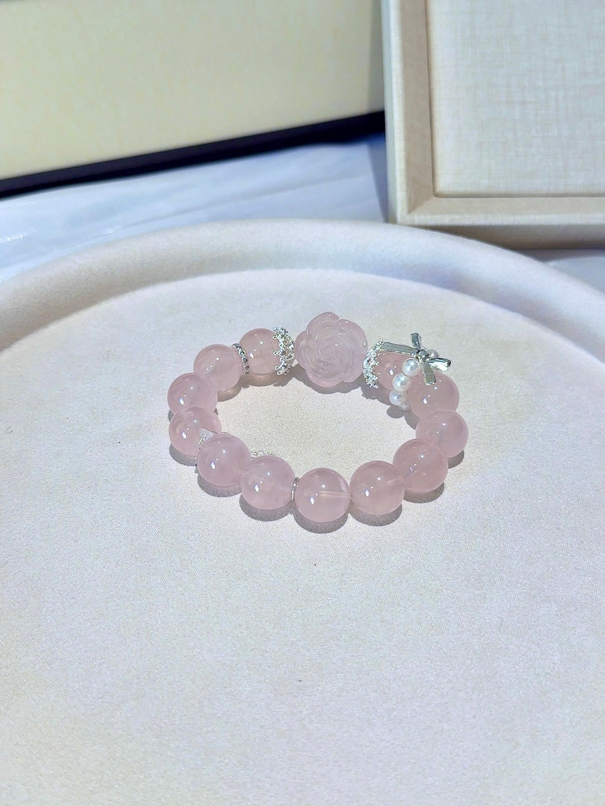 Carved Rose Quartz Rose Bracelet · Bloom