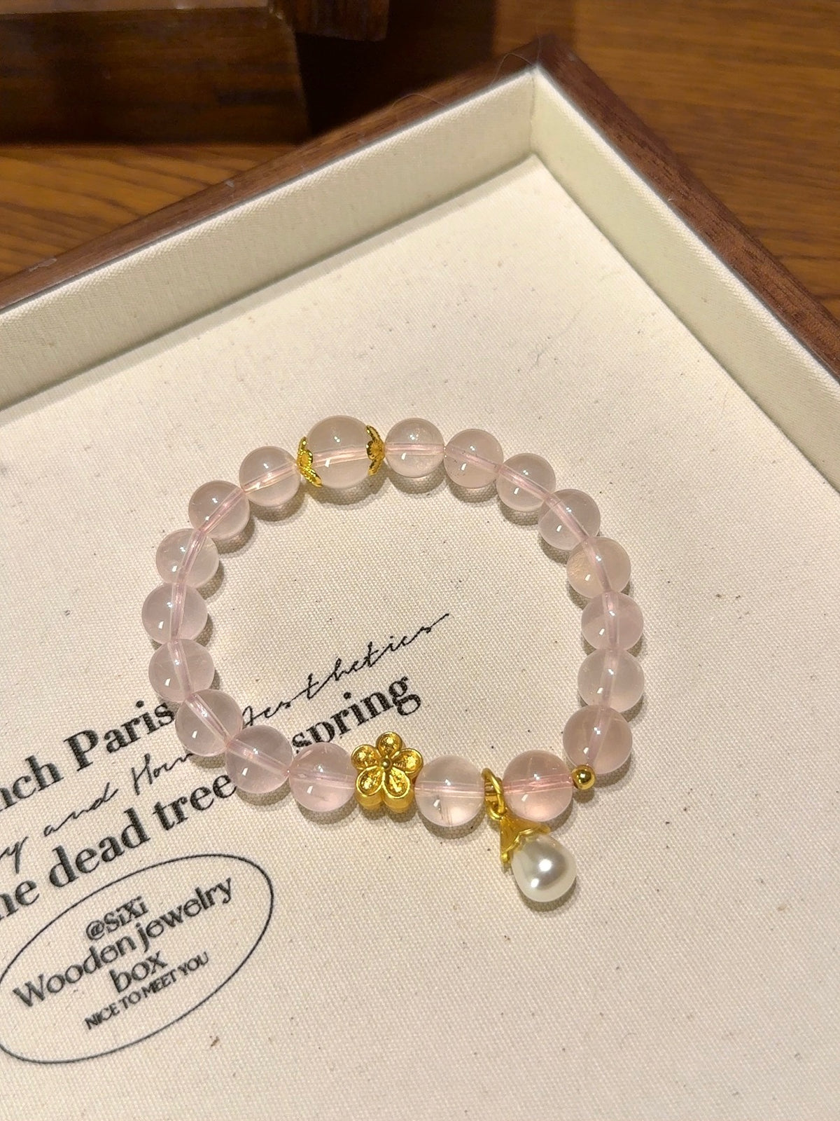 Rose Quartz & Pearl Drop Bracelet
