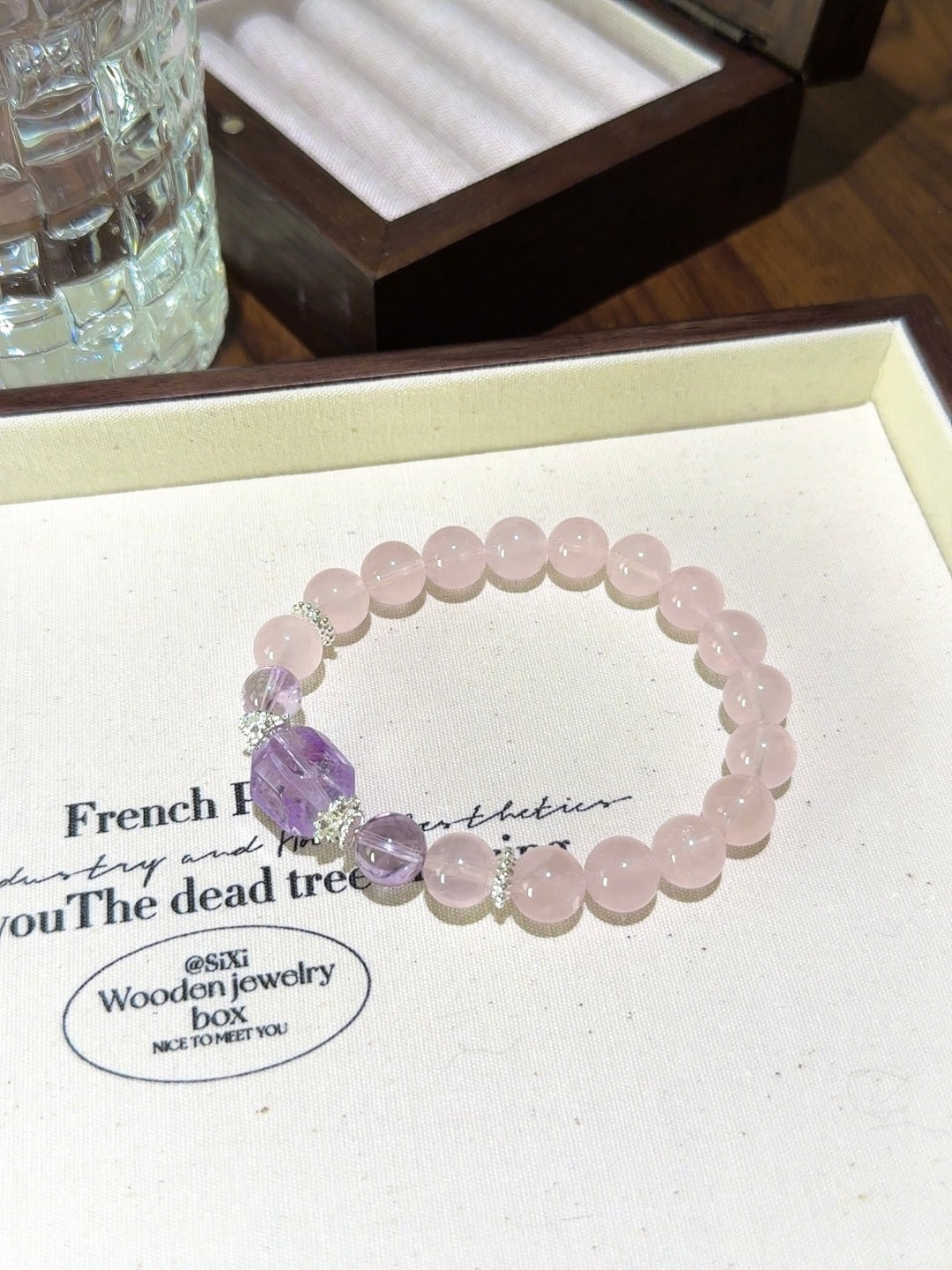 Rose Quartz & Amethyst Freeform Bracelet · Soft Wisdom