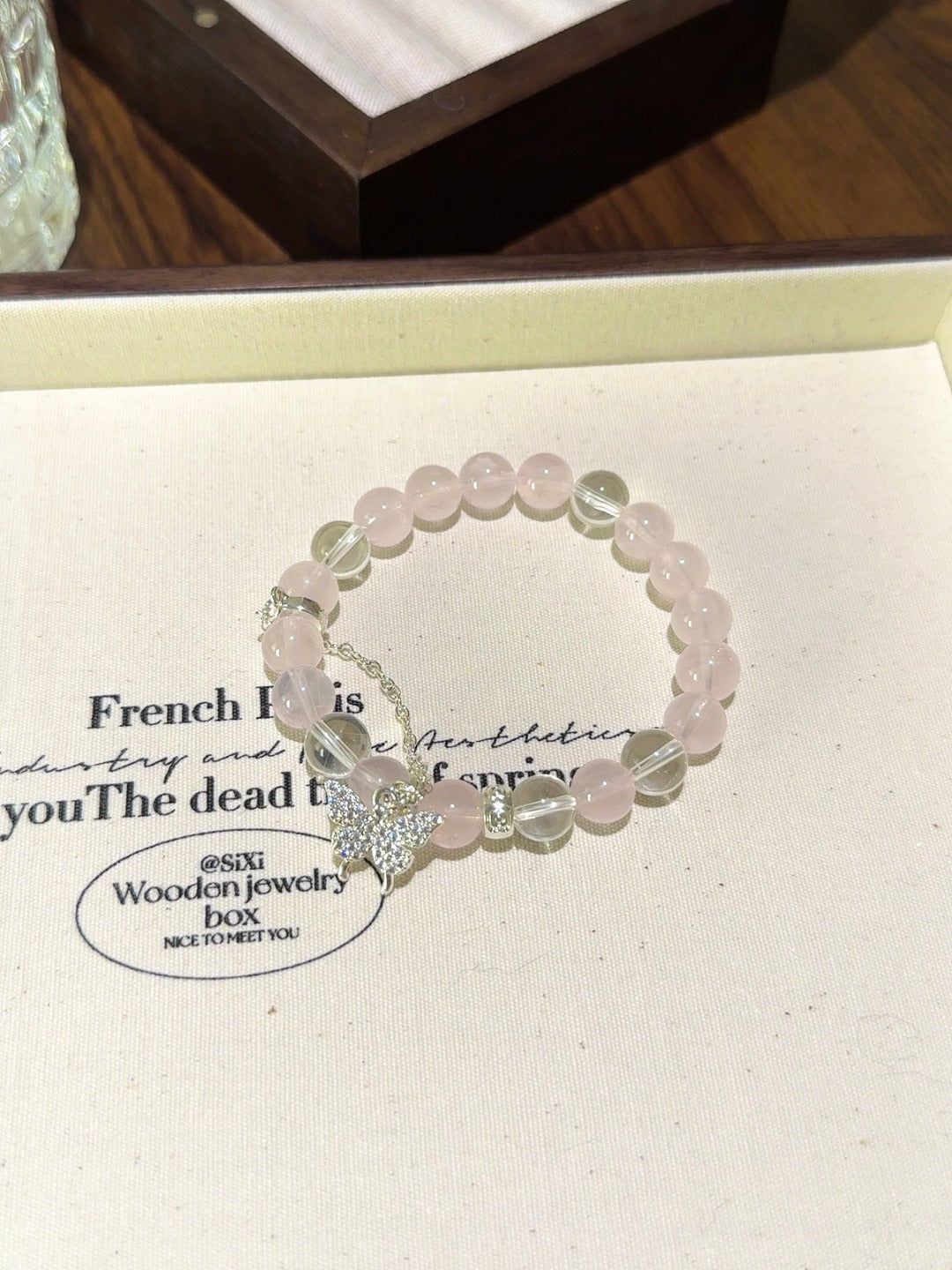 Rose Quartz & Clear Quartz Bracelet · Fresh Petals