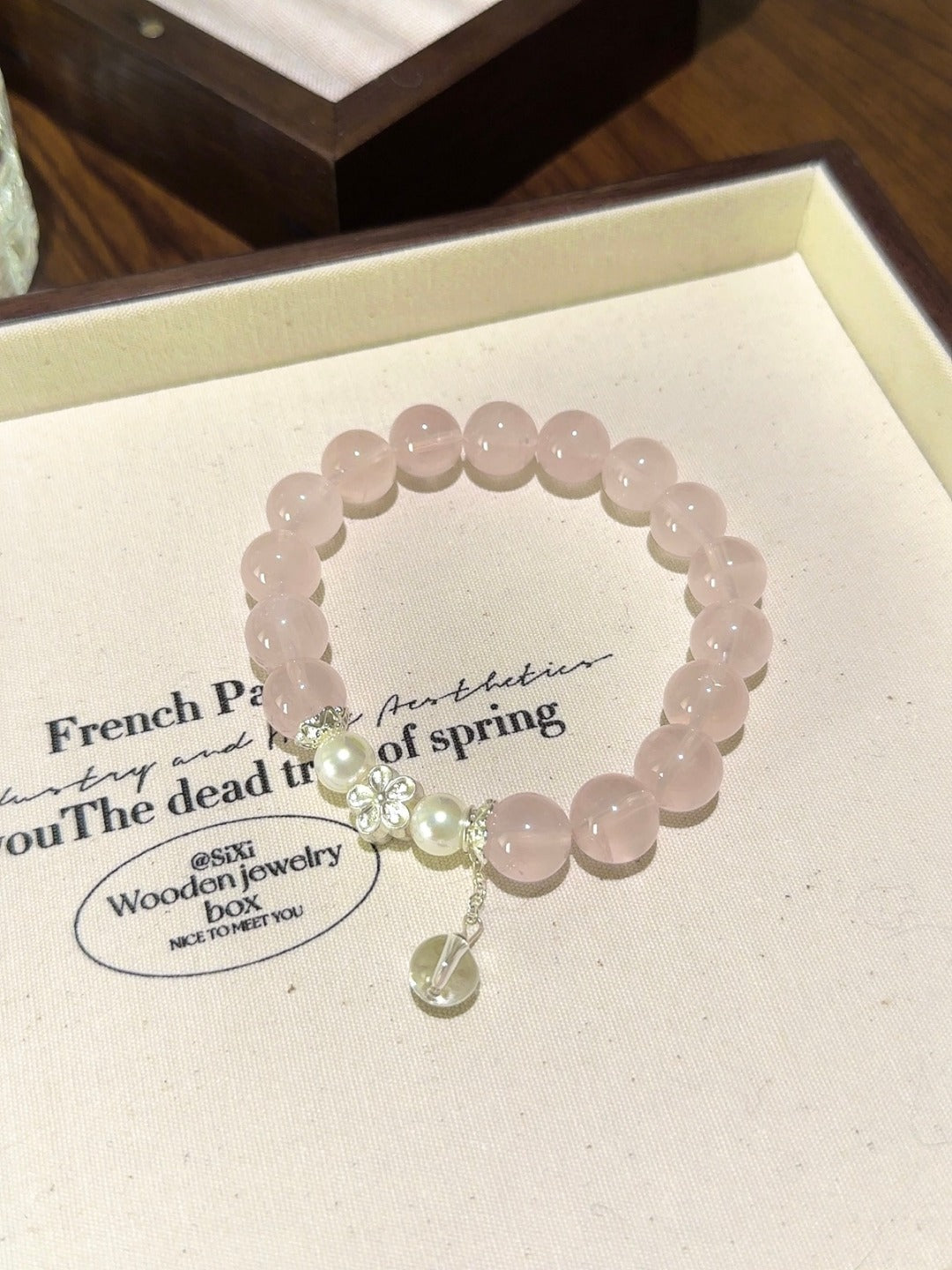 Rose Quartz & Pearl Blossom Bracelet · First Bloom