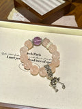 Big Rose Quartz & Amethyst Bracelet – natural crystal bracelet by JINGLUNA